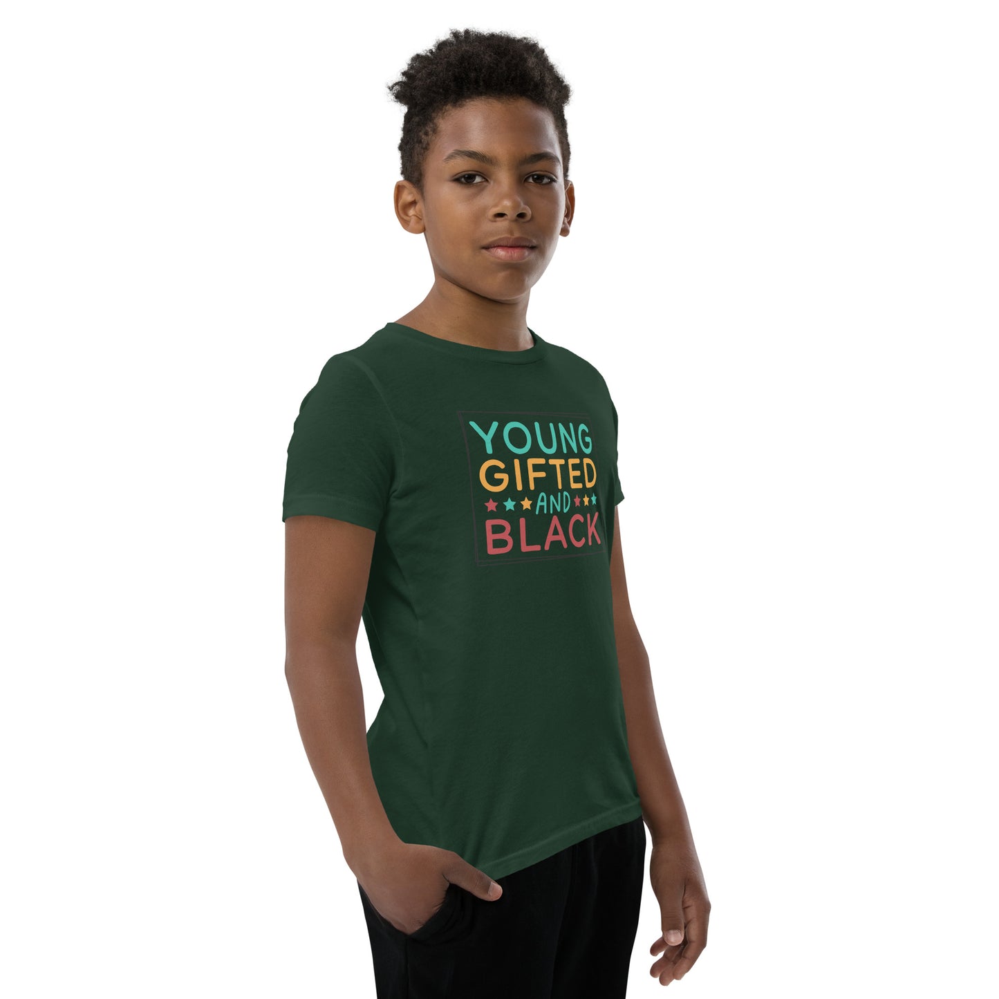 Youth Short Sleeve T-Shirt - Juneteenth Young Gifted ad Black