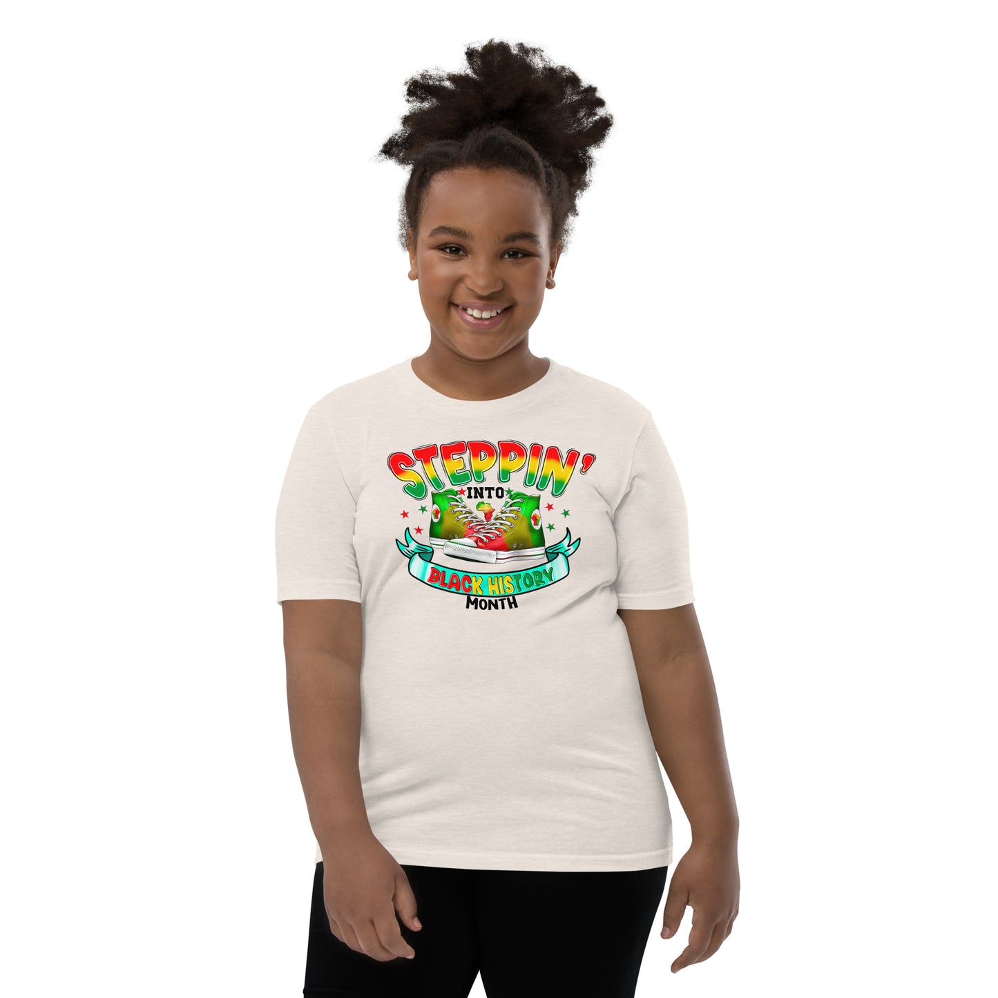 Youth Short Sleeve T-Shirt- Steppin Into Black History Month