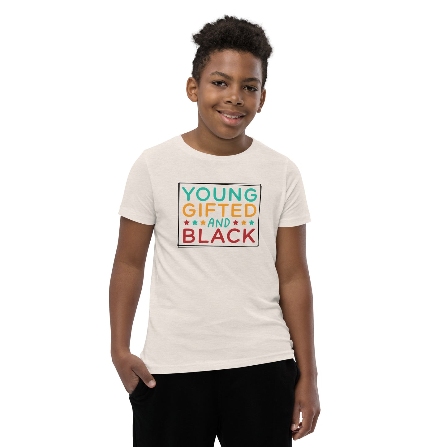 Youth Short Sleeve T-Shirt - Juneteenth Young Gifted ad Black