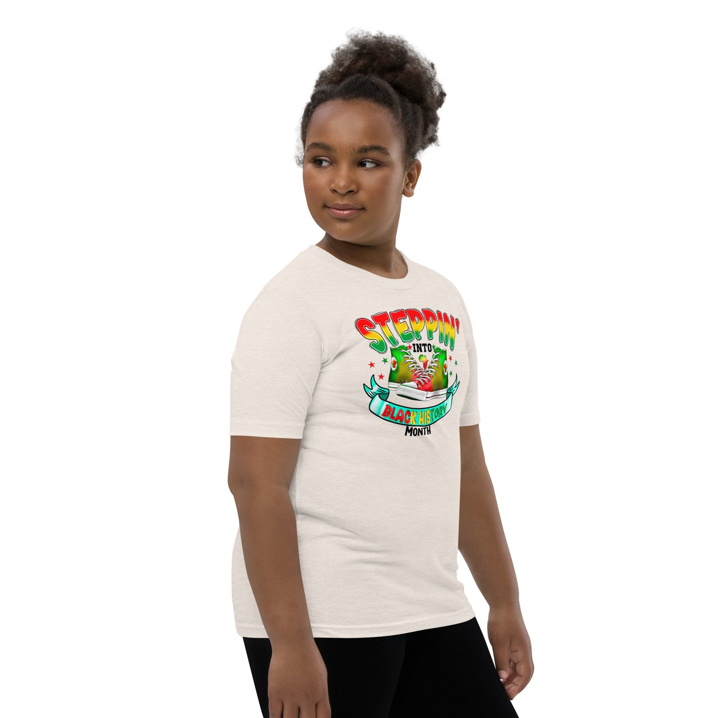 Youth Short Sleeve T-Shirt- Steppin Into Black History Month