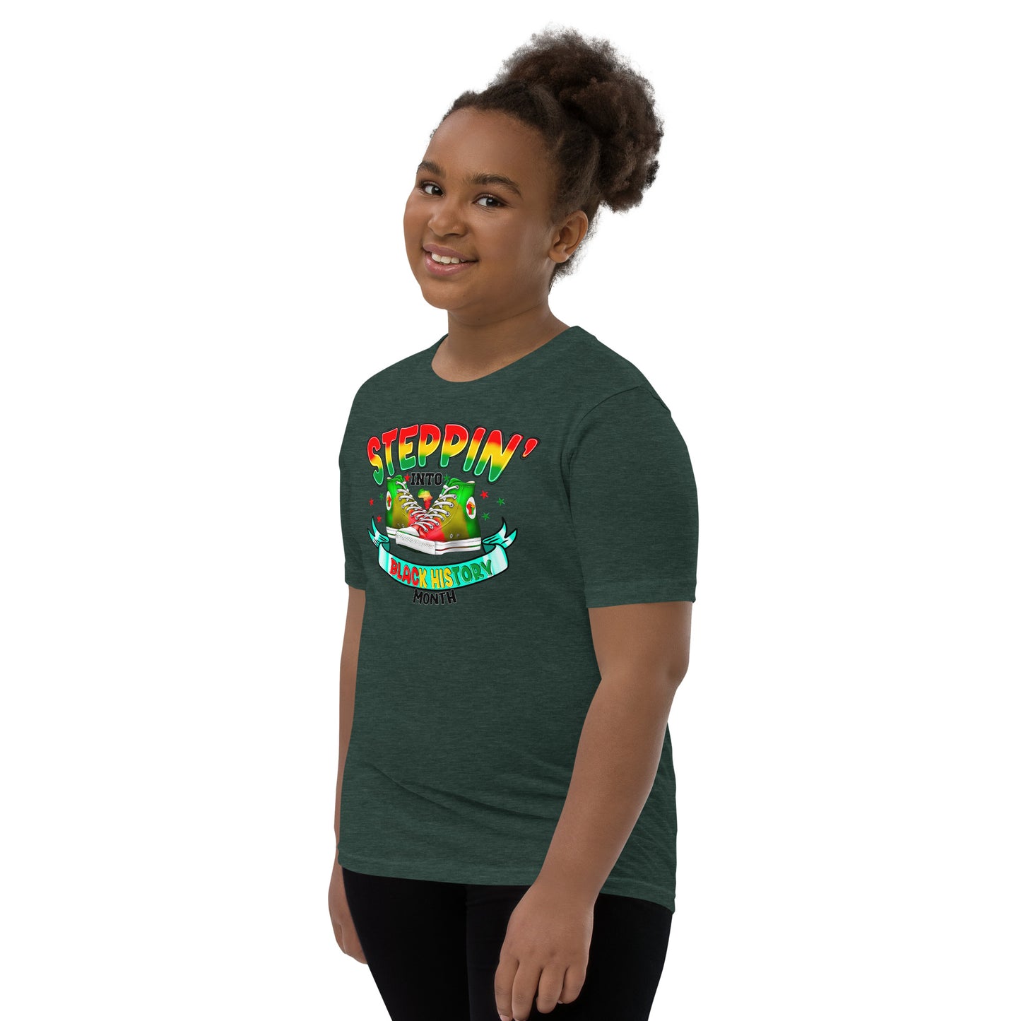 Youth Short Sleeve T-Shirt- Steppin Into Black History Month