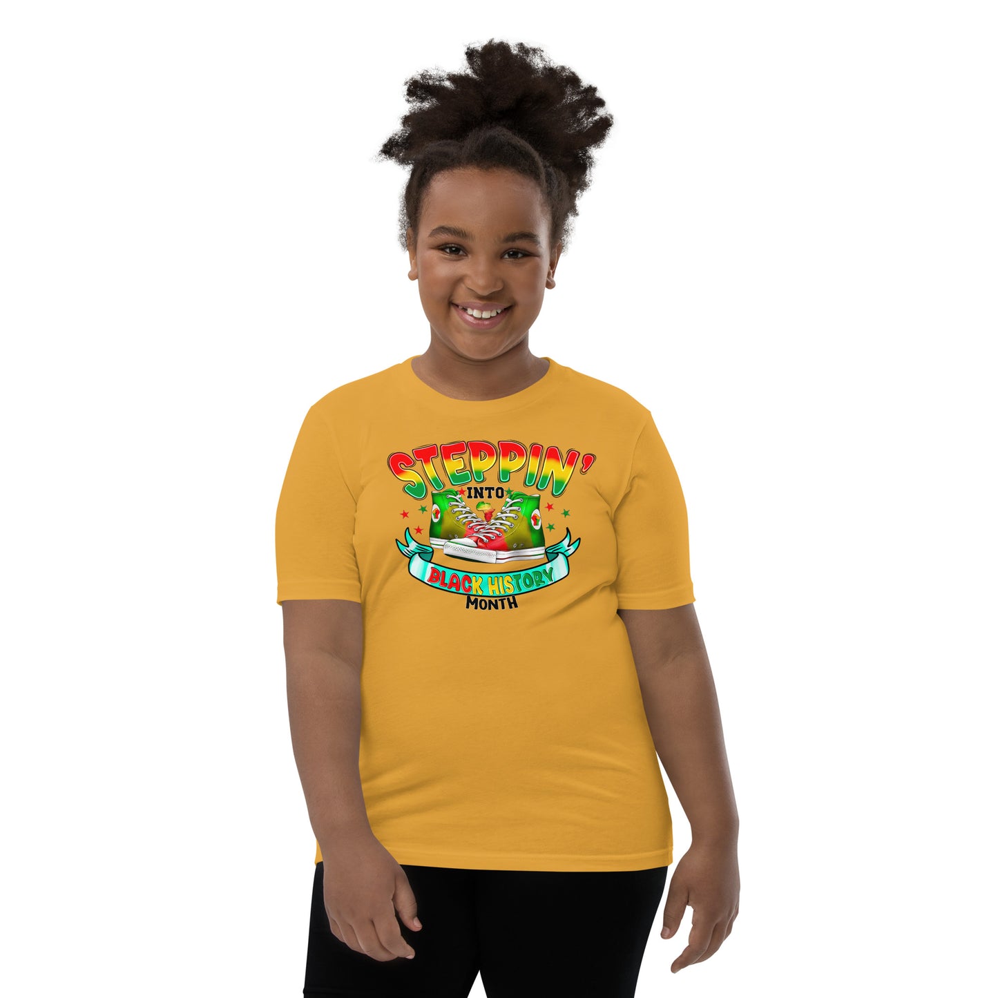 Youth Short Sleeve T-Shirt- Steppin Into Black History Month