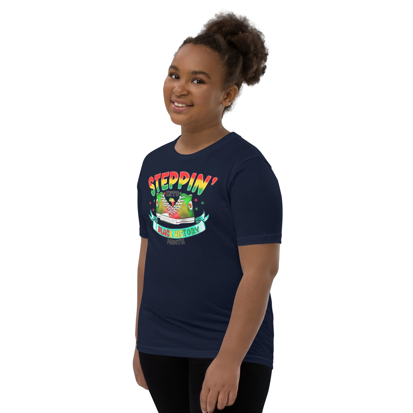 Youth Short Sleeve T-Shirt- Steppin Into Black History Month