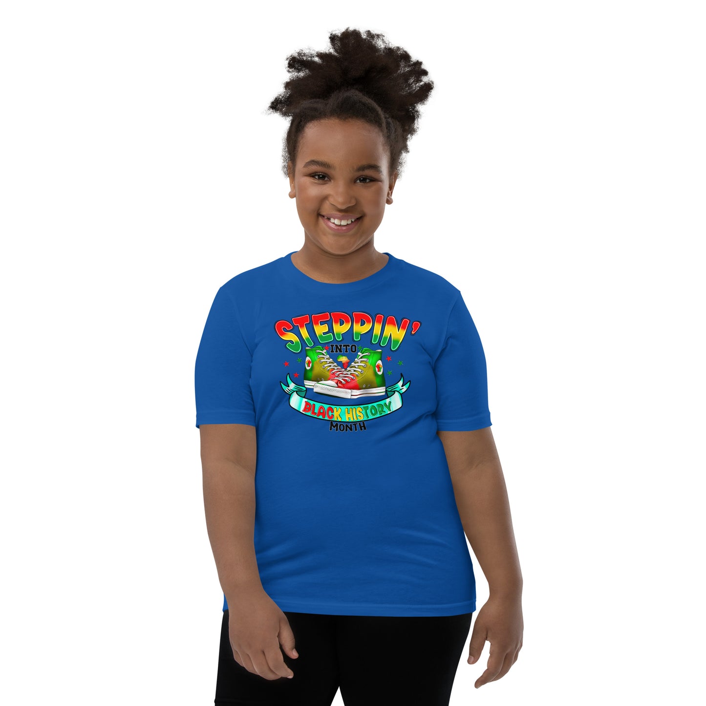 Youth Short Sleeve T-Shirt- Steppin Into Black History Month