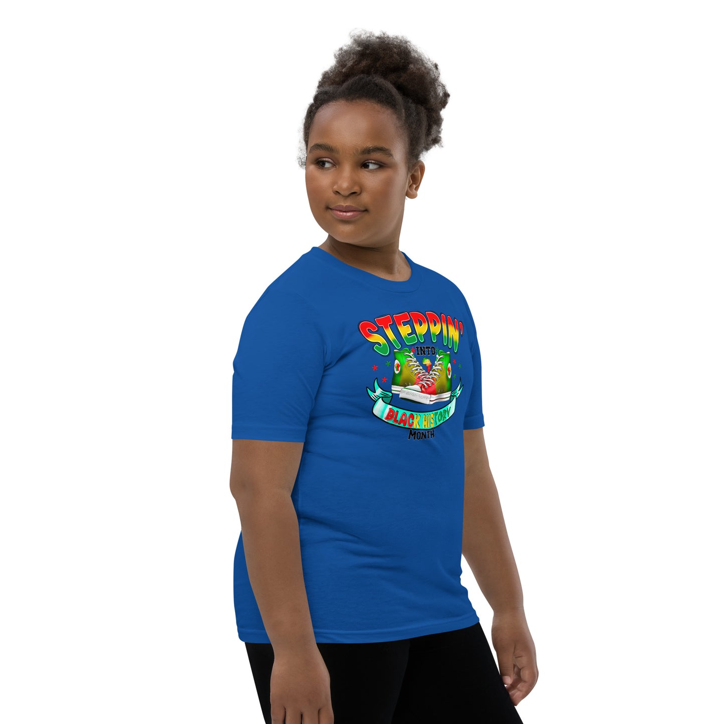 Youth Short Sleeve T-Shirt- Steppin Into Black History Month