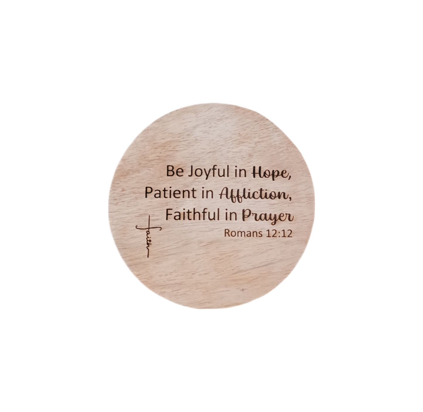 CaBougieDo® 4 Pack Round Coasters with Holder- "Be Joyful in Hope"