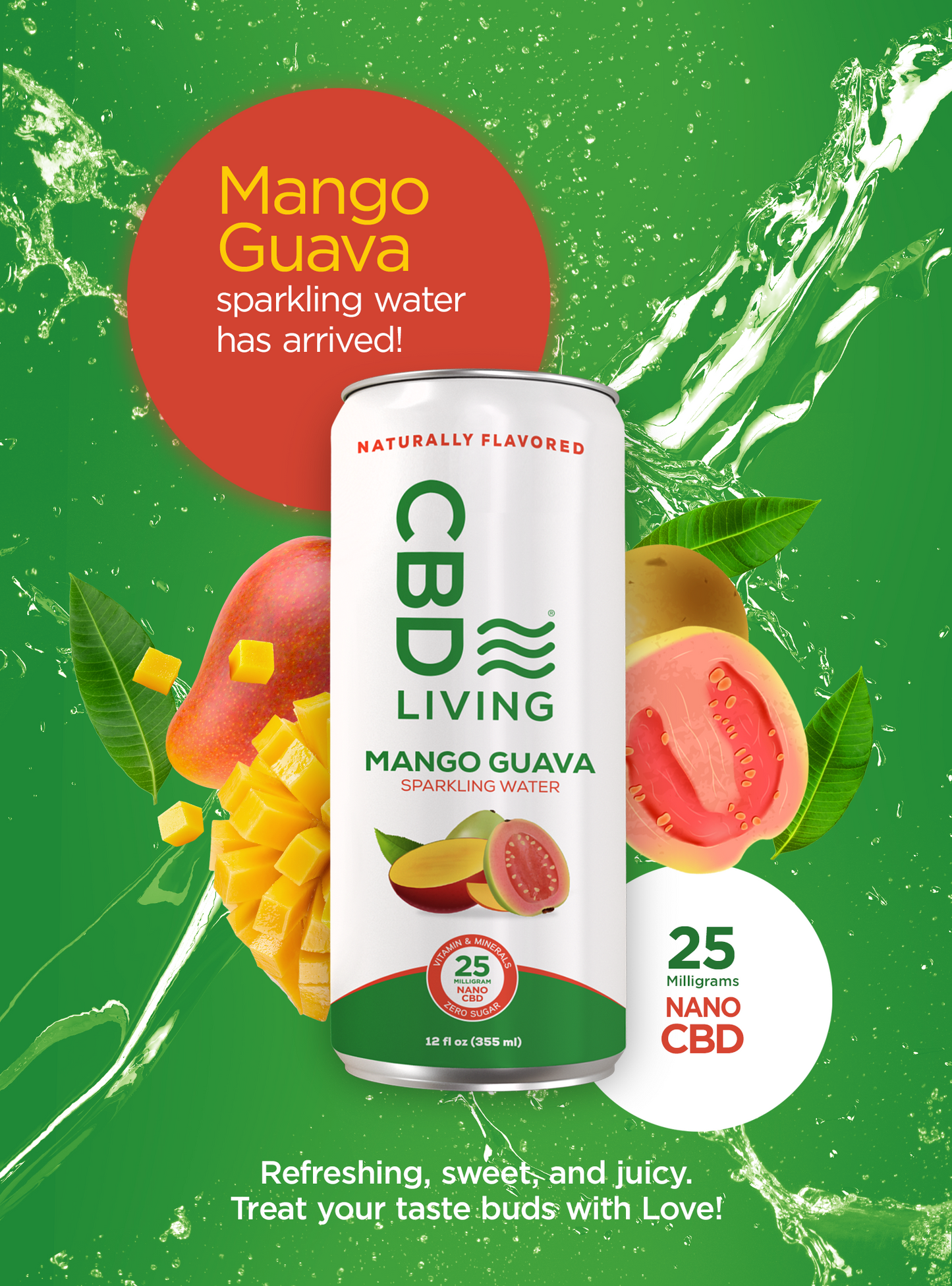 CBD Mango Guava Sparkling Water 12 pack